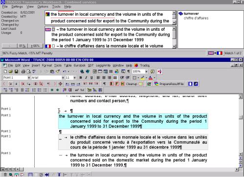 Okno aplikacji Translator's Workbench w systemie EURAMISLavigne E., Tools and Workflow at the Translation Service of the European Commission, SdT, Bruksela 2002; str. 28..