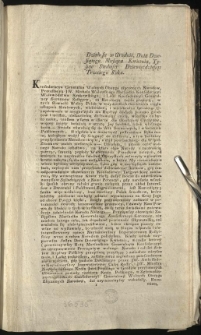 Obiaśnienie względem zastępstwa Marszałka Konfederacyi Generalney Koronney [Inc.:] Konfederacya Generalna Wolnych Oboyga Złączonych Narodow! Gdy rezolucya pod Dniem Jedynastym Marca Roku bieżącego zapadła... [Expl.:] ...i pod żadnym pretetem z Kolei swoiey oddalać się nie mogą. Dan w Grodnie na Sessyi Konfederacyi Generalney Oboyga Narodow Dnia 26. Marca 1793. Ru. [...]
