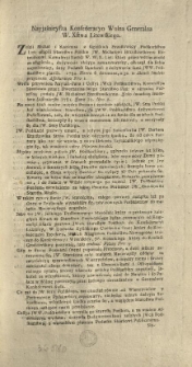 [Proźba Jmieniem JWW. Brzostowskich Starostow Puńskich] [Inc.:] Nayjaśnieysza Konfederacyo Wolna Generalna W. Xstwa Litewskiego. Zeszli Michał i Kazimira z Ogińskich Brzostowscy Podskarbstwo Litt: ustąpili Starostwo Puńskie JW. Michałowi Brzostowskiemu Rotmistrzowi Kawaleryi Narod: W. W. X. Litt:... [Expl.:] Takową proźbę Jmieniem JWW. Brzostowskich Starostow Puńskich, iako Plenipotent podaiąc podpisuię. [...]