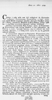 [Inc.:] Chlubno i nader miło nam iest wysługiwać się Oyczyznie... [Expl.:] którą miłość Oyczyzny przywiązanie, i wdzięczność Prześwietnego Woiewodztwa wzbudzieły, i wiecznie utwierdzieły