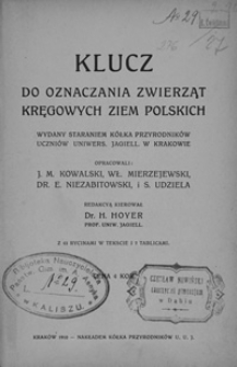 Klucz do oznaczania zwierząt kręgowych ziem polskich