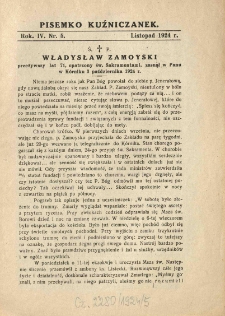Pisemko Kuźniczanek. 1924 R.4 nr5