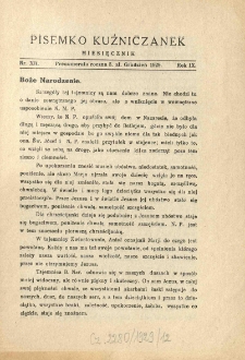 Pisemko Kuźniczanek. 1929 R.9 nr12