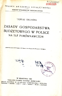Zasady gospodarstwa budżetowego w Polsce na tle porównawczem