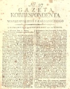 Gazeta Korrespondenta Warszawskiego i Zagranicznego. 1810 nr27