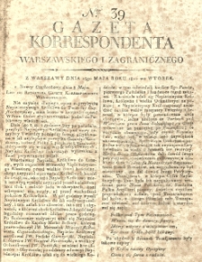 Gazeta Korrespondenta Warszawskiego i Zagranicznego. 1810 nr39