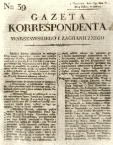 Gazeta Korrespondenta Warszawskiego i Zagranicznego. 1819 nr39
