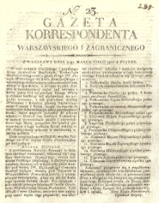 Gazeta Korrespondenta Warszawskiego i Zagranicznego. 1807 nr23