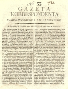 Gazeta Korrespondenta Warszawskiego i Zagranicznego. 1807 nr33