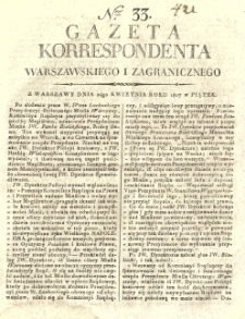 Gazeta Korrespondenta Warszawskiego i Zagranicznego. 1807 nr33