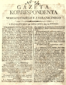 Gazeta Korrespondenta Warszawskiego i Zagranicznego. 1807 nr54
