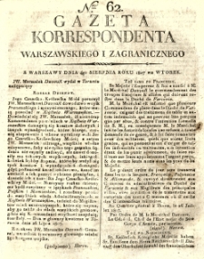 Gazeta Korrespondenta Warszawskiego i Zagranicznego. 1807 nr62