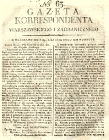 Gazeta Korrespondenta Warszawskiego i Zagranicznego. 1807 nr63