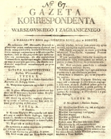 Gazeta Korrespondenta Warszawskiego i Zagranicznego. 1807 nr67