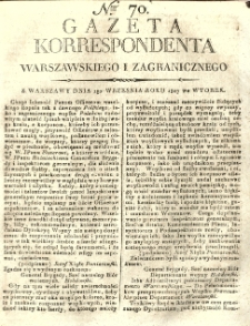 Gazeta Korrespondenta Warszawskiego i Zagranicznego. 1807 nr70
