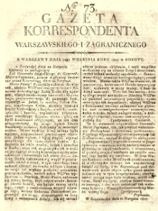 Gazeta Korrespondenta Warszawskiego i Zagranicznego. 1807 nr73
