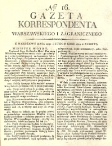 Gazeta Korrespondenta Warszawskiego i Zagranicznego. 1809 nr16