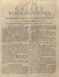 Gazeta Korrespondenta Warszawskiego i Zagranicznego. 1809 nr27