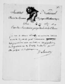 Pismo Delambre'a sekretarza wydziału fiz.-mat. Institut National z 25 IX 1810?