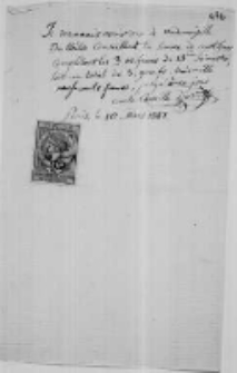 Kwity wystawione przez Camille Durutte'a Batyldzie Conseillant z 10 III 1881 i 19 III 1881 roku