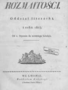 Rozmaitości. Pismo Dodatkowe do Gazety Lwowskiej. 1823 R.3 nr1