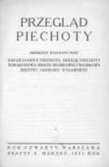 Przegląd Piechoty: miesięcznik wydawany przez Departament Piechoty, Sekcję Piechoty Towarzystwa Wiedzy Wojskowej i Wojskowy Instytut Naukowo-Wydawniczy 1931 marzec R.4 Z.3