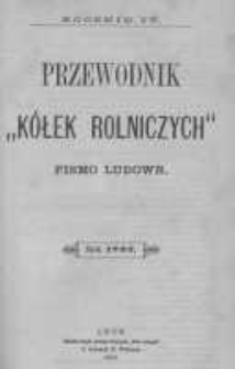 Przewodnik "Kółek rolniczych". Pismo Ludowe. R. IV. 1892. Nr 1