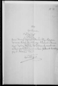 Wezwanie Tytusa Działyńskiego na obrady Komisji Rozpoznawcze