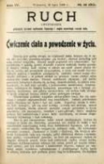 Ruch: dwutygodnik poświęcony sprawom wychowania fizycznego i w ogóle normalnego rozwoju ciała 1909.07.26 R.4 No.14=80