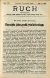 Ruch: dwutygodnik poświęcony sprawom wychowania fizycznego i w ogóle normalnego rozwoju ciała 1909.09.11 R.4 No.17=83
