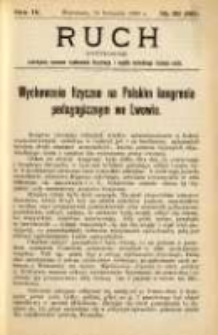 Ruch: dwutygodnik poświęcony sprawom wychowania fizycznego i w ogóle normalnego rozwoju ciała 1909.11.26 R.4 No.22=88