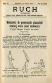Ruch: dwutygodnik poświęcony sprawom wychowania fizycznego i w ogóle normalnego rozwoju ciała 1910.06.26 R.5 No.12=102