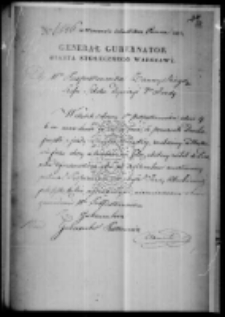 Gen. Gubernator Warszawy do Władysława Zamoyskiego szefa sztabu