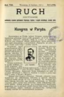 Ruch: dwutygodnik poświęcony sprawom wychowania fizycznego, hygieny i w ogóle normalnego rozwoju ciała 1913.04.26 R.8 No.8=170