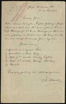List od Artwińskiego Stanisława