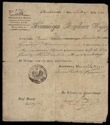 Nominacja L. Niedźwieckiego na podchorążego przez Komisję Rządową Wojny