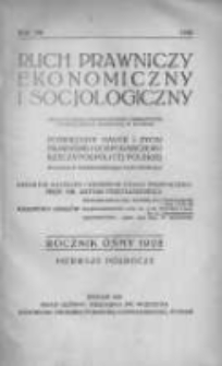 Ruch Prawniczy Ekonomiczny i Socjologiczny: organ Wydziału Prawno-Ekonomicznego Uniwersytetu i Wyższej Szkoły Handlowej w Poznaniu: poświęcony nauce i życiu prawnemu i gospodarczemu Rzeczypospolitej Polskiej 1928 R.8 1 półrocze