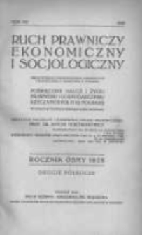 Ruch Prawniczy Ekonomiczny i Socjologiczny: organ Wydziału Prawno-Ekonomicznego Uniwersytetu i Wyższej Szkoły Handlowej w Poznaniu: poświęcony nauce i życiu prawnemu i gospodarczemu Rzeczypospolitej Polskiej 1928 R.8 2 półrocze