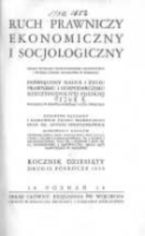 Ruch Prawniczy Ekonomiczny i Socjologiczny: organ Wydziału Prawno-Ekonomicznego Uniwersytetu i Wyższej Szkoły Handlowej w Poznaniu: poświęcony nauce i życiu prawnemu i gospodarczemu Rzeczypospolitej Polskiej 1930 R.10 2 półrocze