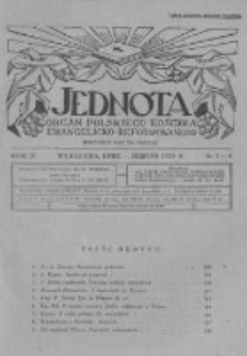 Jednota Organ Polskiego Kościoła Ewangelicko-Reformowanego. 1929 R.4 nr7-8