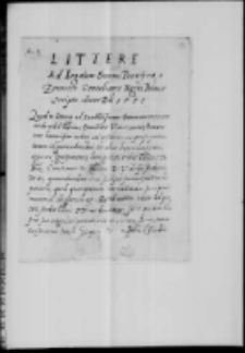 Littere ad legatum Summi Pontificis a Zamoscio Cancellario scripte Anno Dni 1588