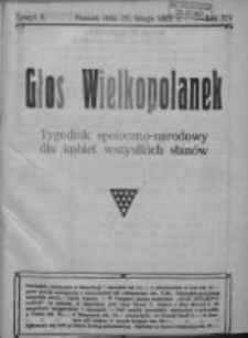 Głos Wielkopolanek: tygodnik społeczno-narodowy dla kobiet wszystkich stanów 1921.02.20 R.14 Z.8