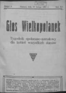 Głos Wielkopolanek: tygodnik społeczno-narodowy dla kobiet wszystkich stanów 1921.02.27 R.14 Z.9
