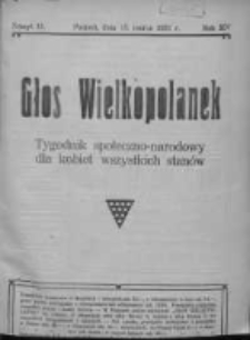 Głos Wielkopolanek: tygodnik społeczno-narodowy dla kobiet wszystkich stanów 1921.03.13 R.14 Z.11