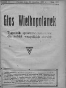 Głos Wielkopolanek: tygodnik społeczno-narodowy dla kobiet wszystkich stanów 1921.04.24 R.14 Z.17