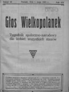 Głos Wielkopolanek: tygodnik społeczno-narodowy dla kobiet wszystkich stanów 1921.05.01 R.14 Z.18