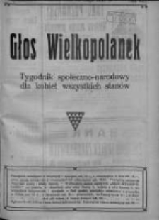 Głos Wielkopolanek: tygodnik społeczno-narodowy dla kobiet wszystkich stanów 1921.05.15 R.14 Z.20