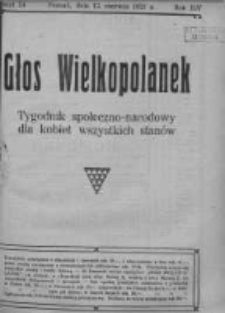 Głos Wielkopolanek: tygodnik społeczno-narodowy dla kobiet wszystkich stanów 1921.06.12 R.14 Z.24