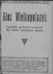 Głos Wielkopolanek: tygodnik społeczno-narodowy dla kobiet wszystkich stanów 1921.10.09 R.14 Z.41