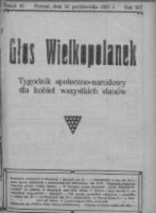 Głos Wielkopolanek: tygodnik społeczno-narodowy dla kobiet wszystkich stanów 1921.10.16 R.14 Z.42